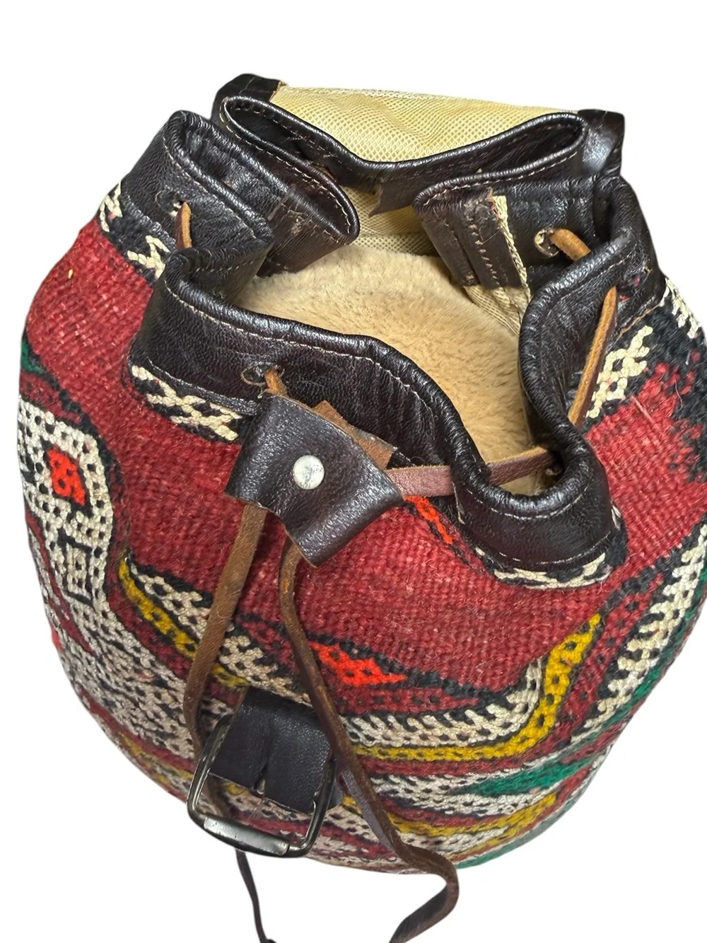 Bohemian Vintage, Leather and Embroidery, Backpack